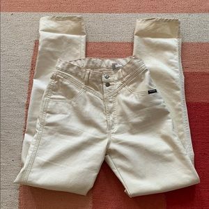 Uber rare vintage Rockies faux leather coated high waist jeans.